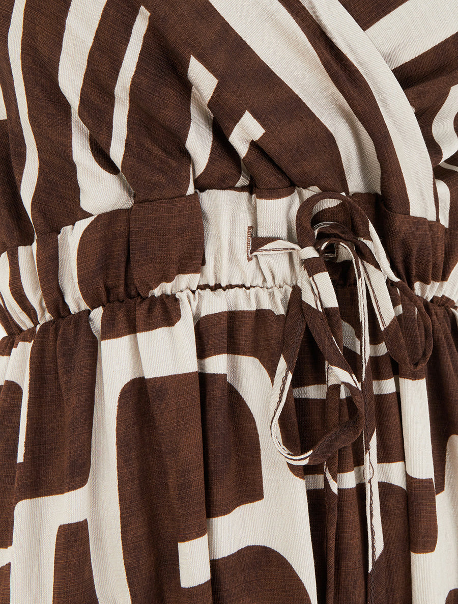 Robe longue imprimé graphique - Marron - 3