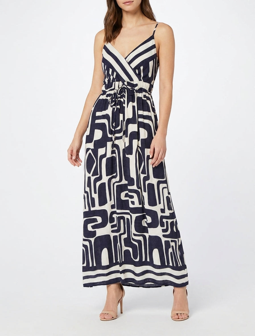 Vestido largo estampado gráfico - Marine