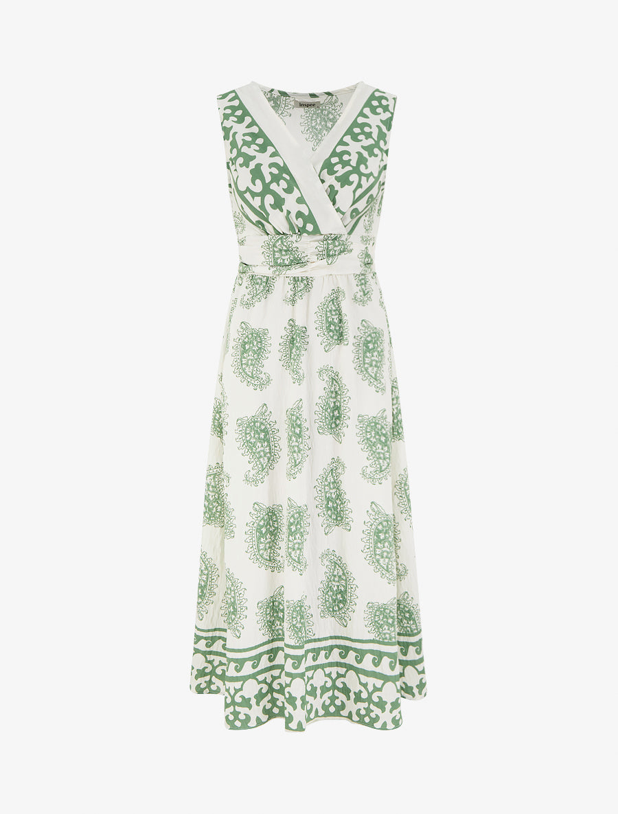 Robe imprimé foulard à col cache-coeur - Vert - 1