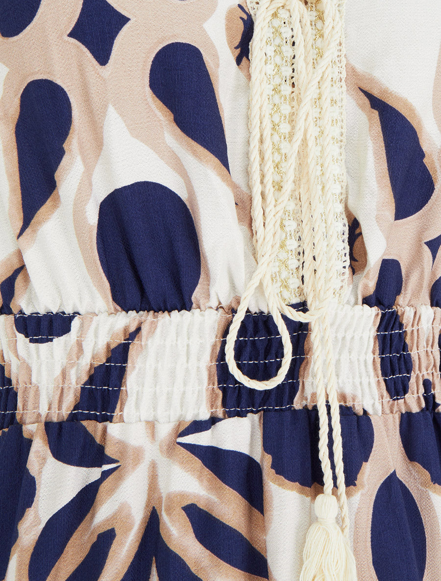 Robe à imprimé fantaisie et col en crochet - Marine - 3