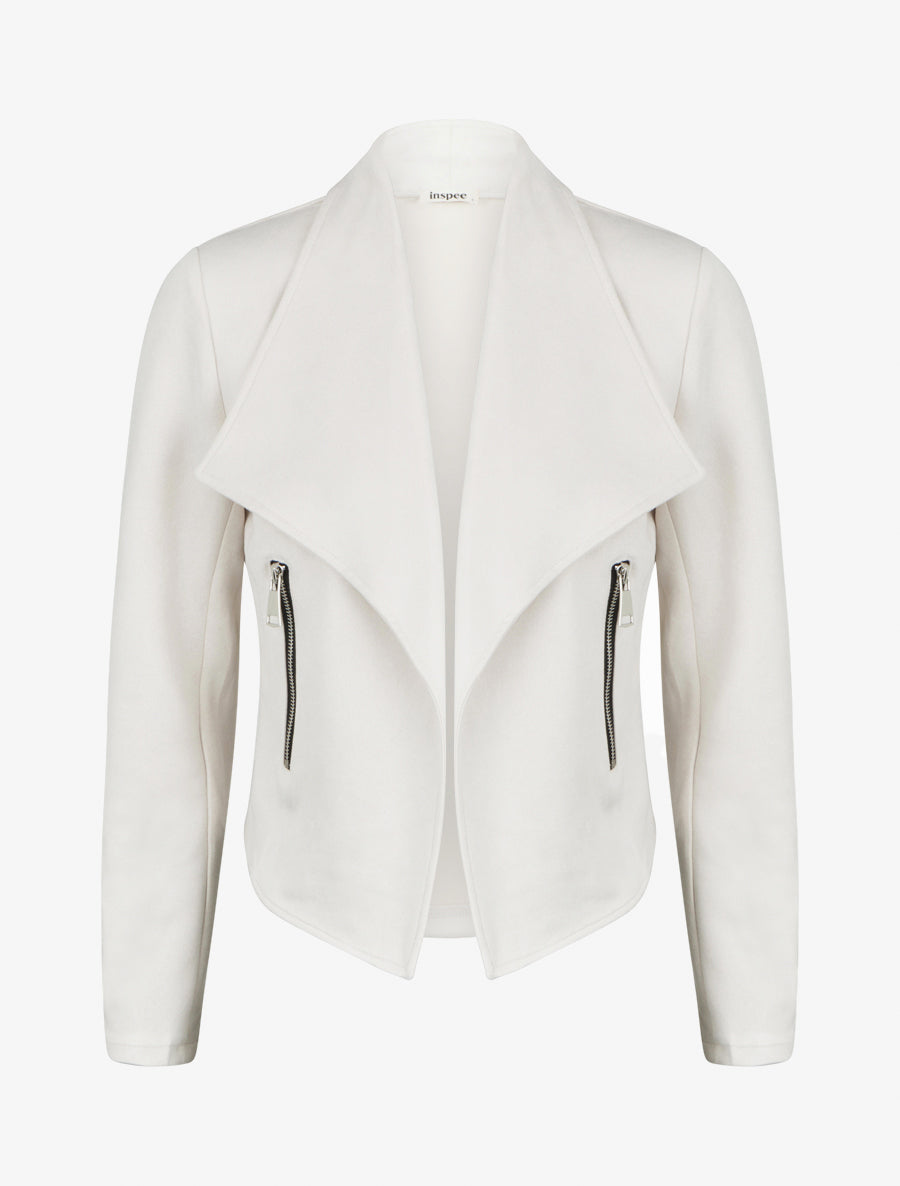Chaqueta de ante con cuello chal - Crema