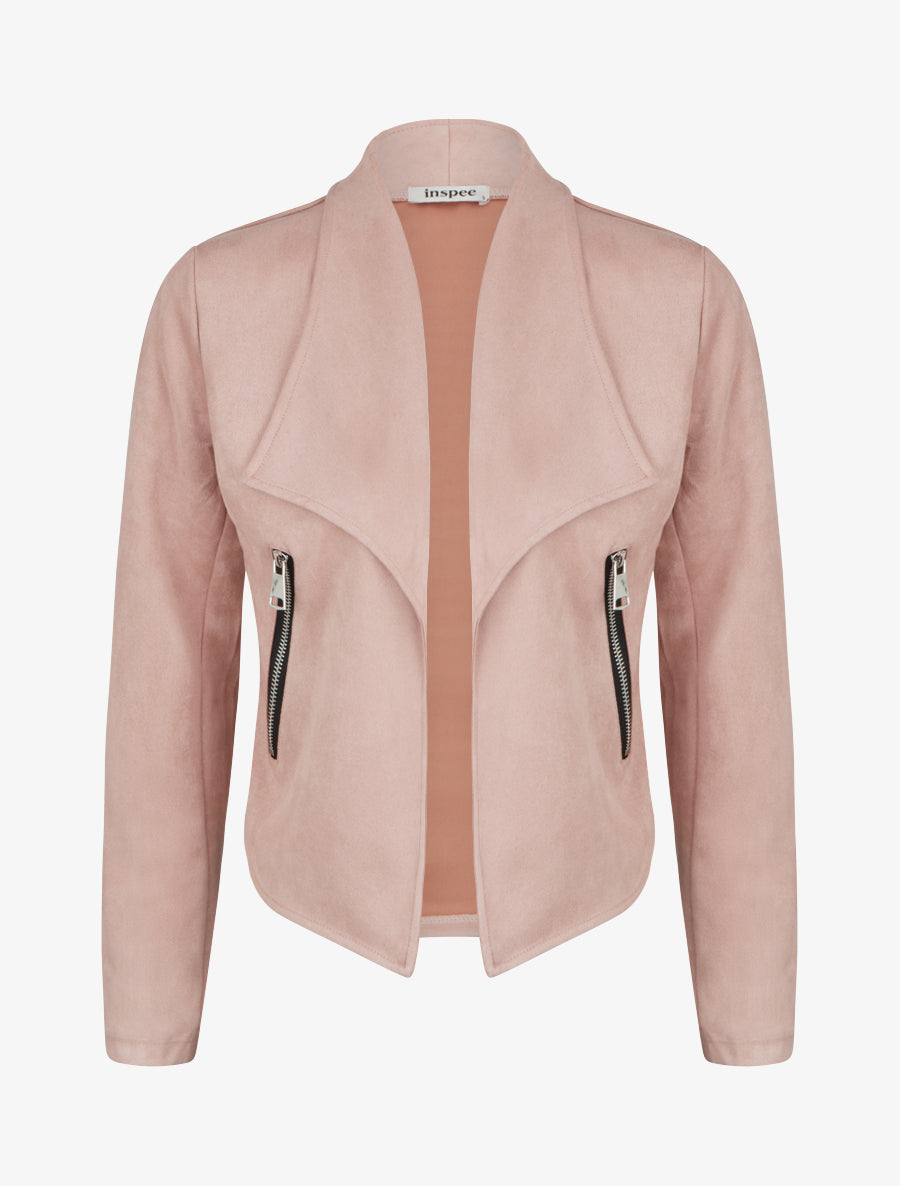 Chaqueta de ante con cuello chal - Rosa