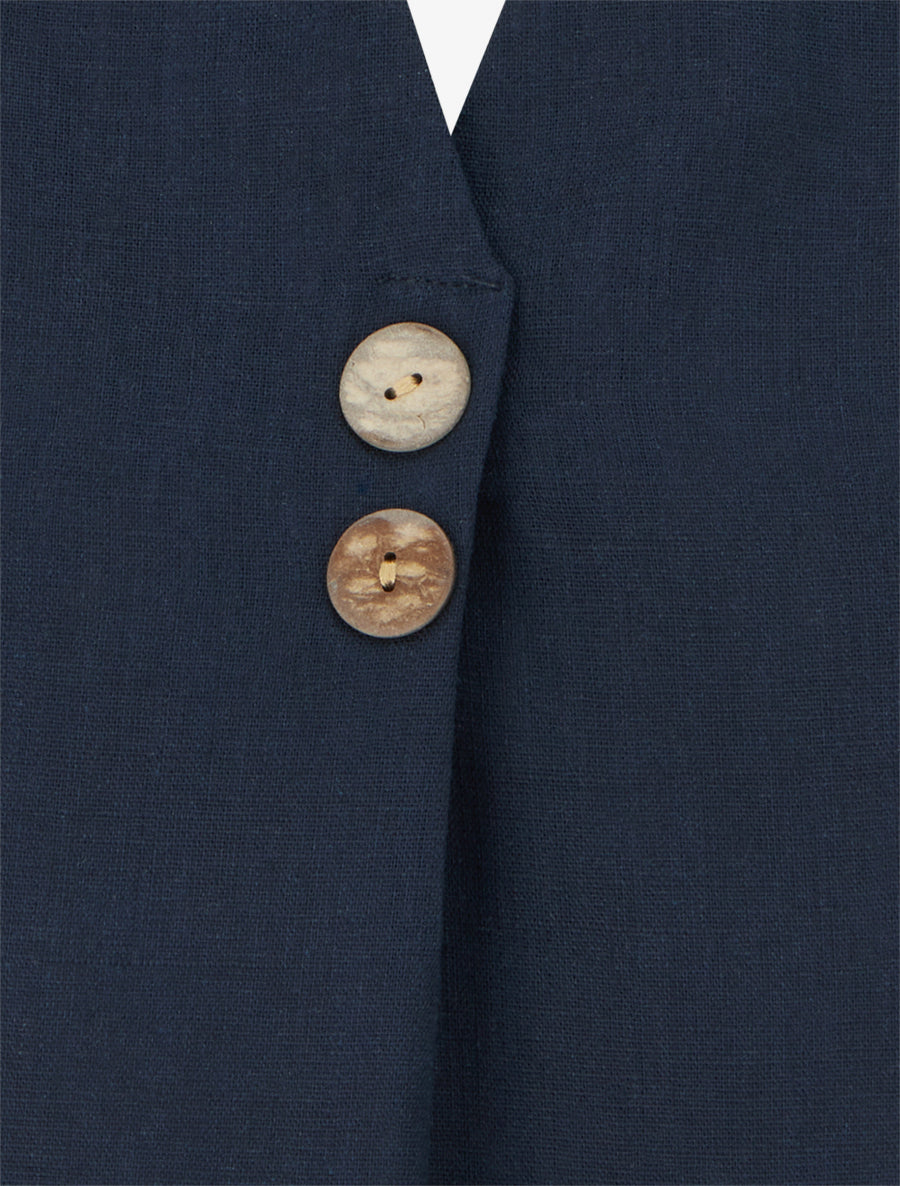 Top droit sans manches en lin mélangé - Marine - 3