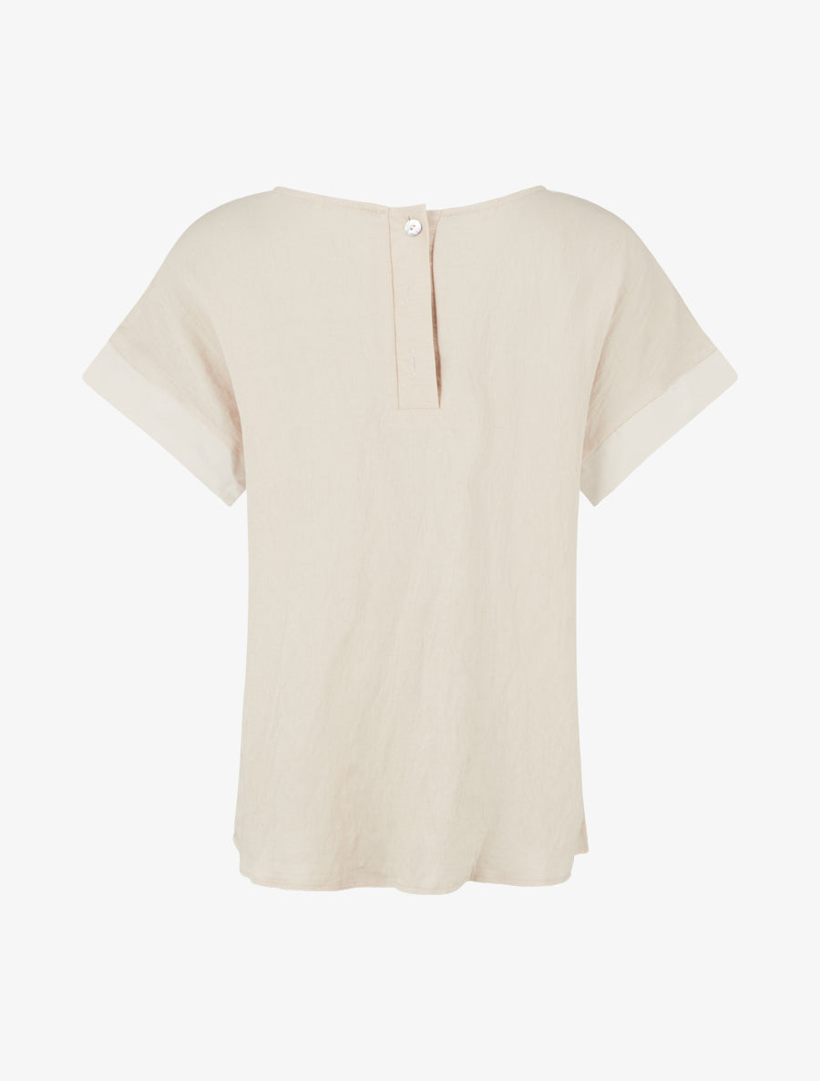 Top manches courtes à flocage pissenlit et message - Beige - 2