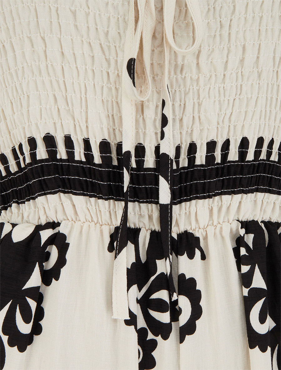 Combinaison à bustier élastiquée et imprimé graphique - Beige - 3