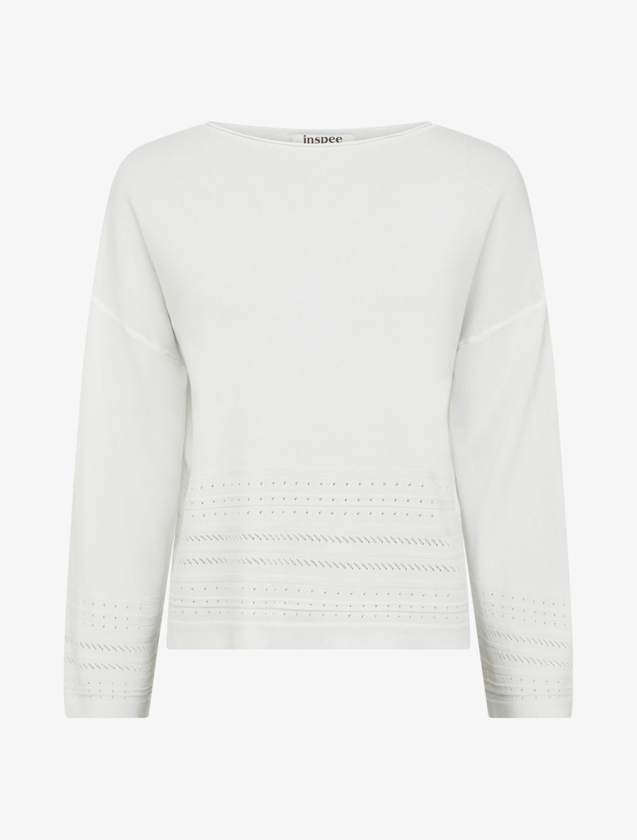 Top droit en maille à bords fantaisie - Blanc - 1