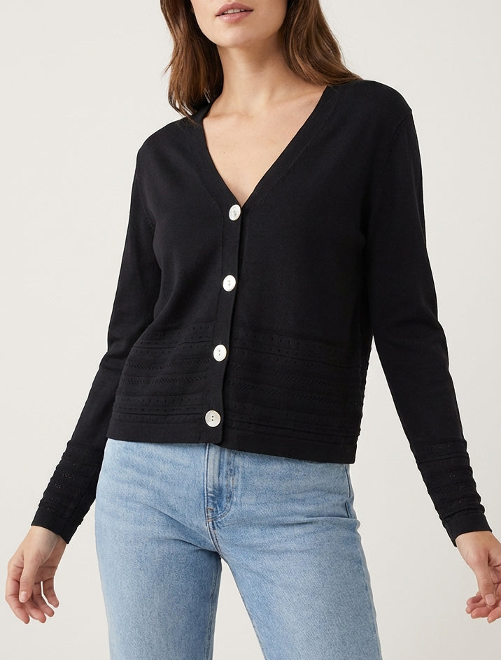 Chaleco fino con cuello en V - Negro