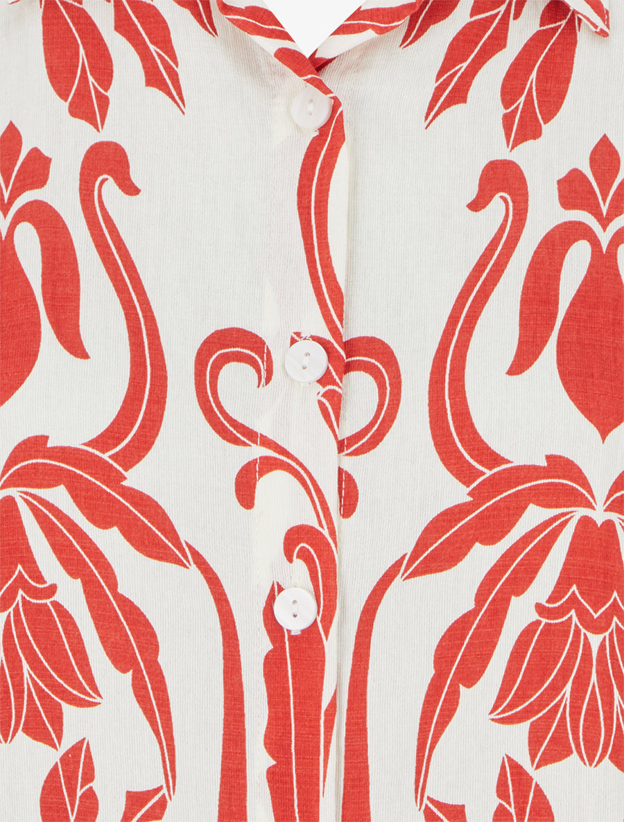 Chemise droite sans manches motif arabesque - Rouge - 3