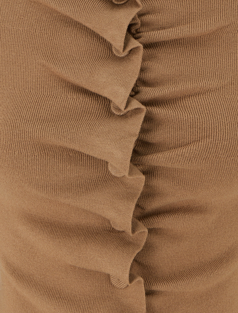 Gilet en maille effet ruché - Camel - 3