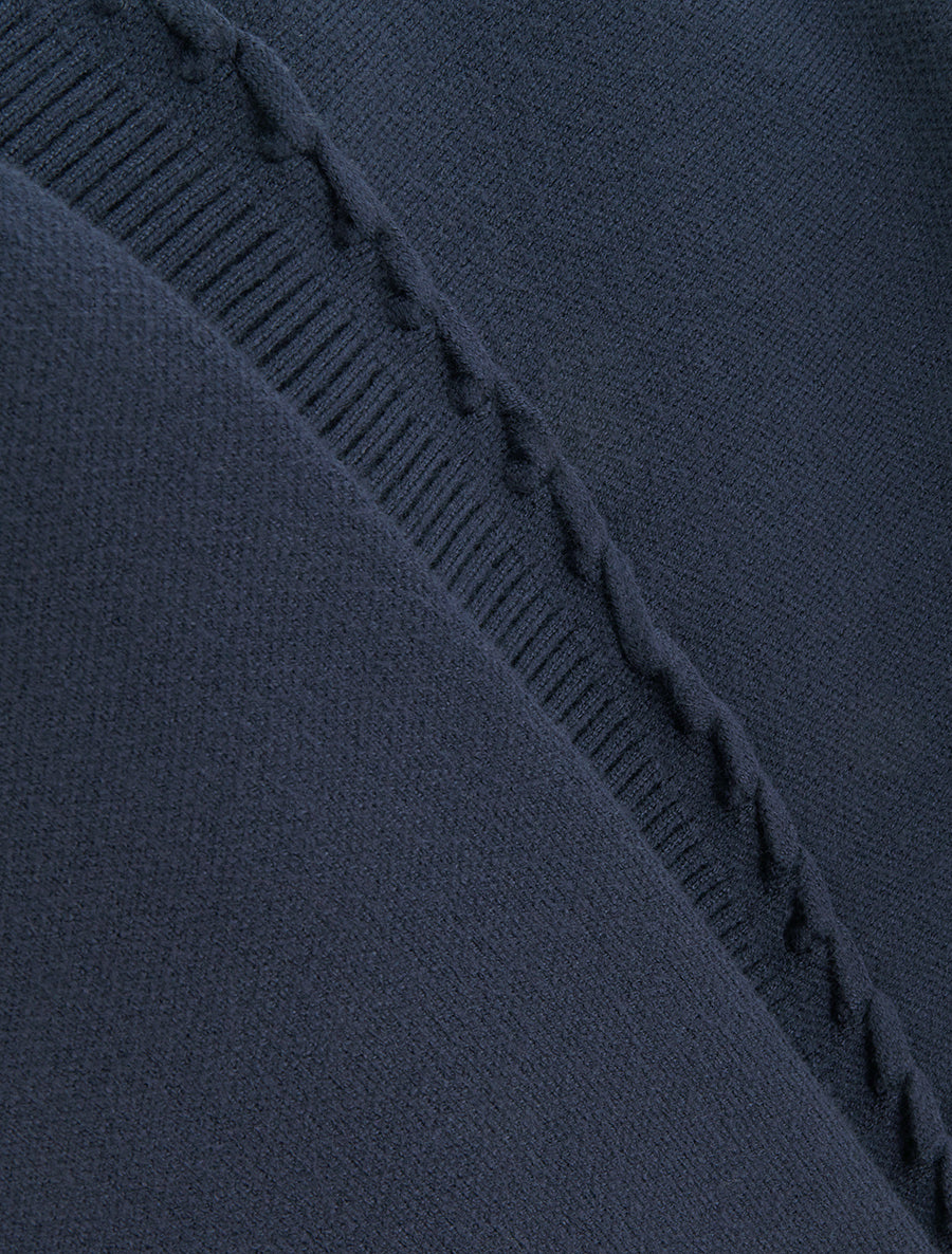 Pull ample à col montant et couture fantaisie - Marine - 3