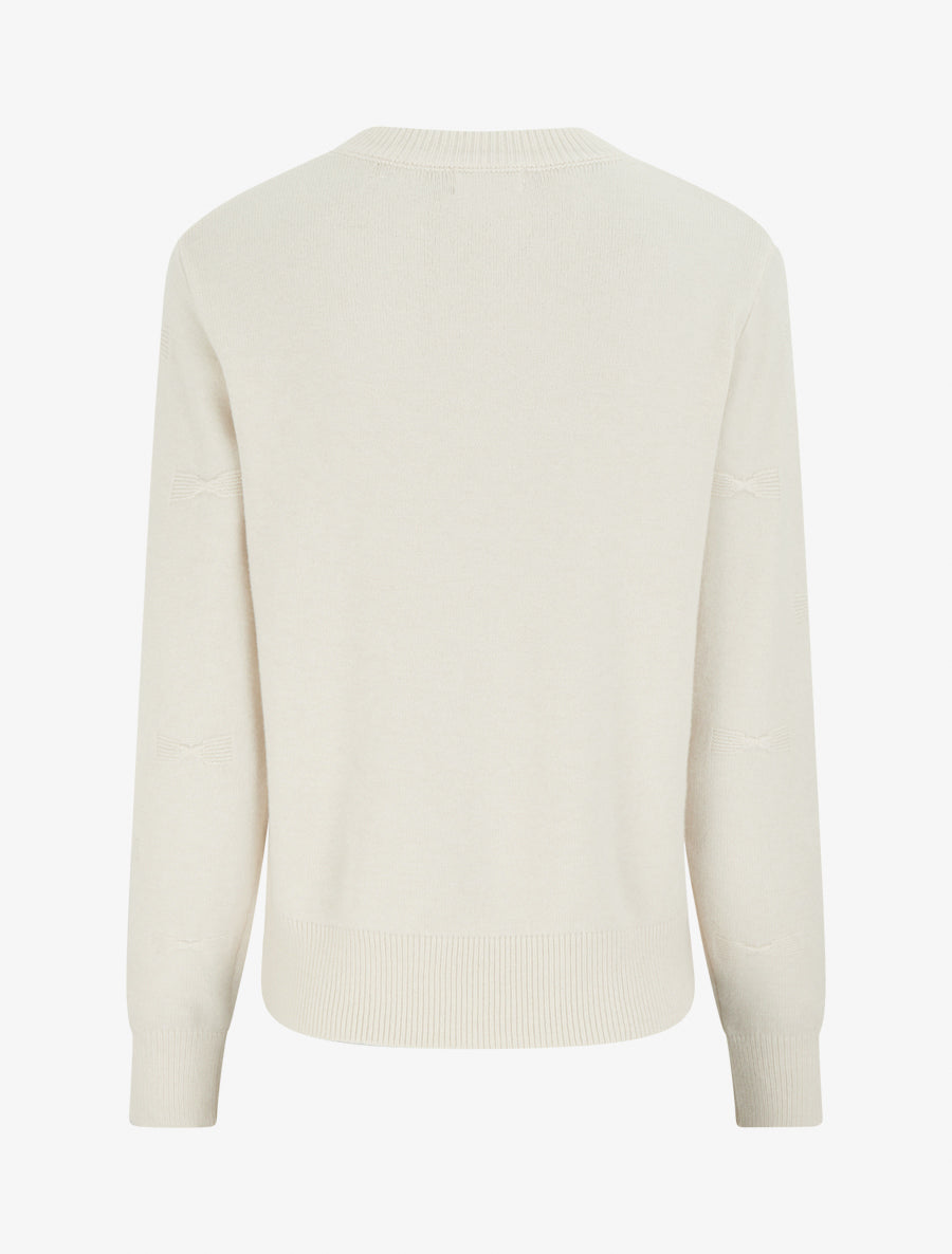 Pull droit col rond à motif noeud - Écru - 2