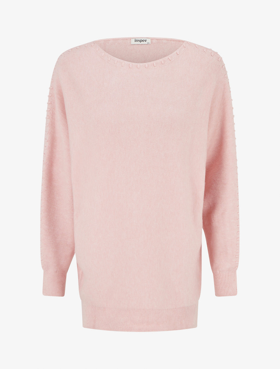 Pull uni à détail texturé - Rose - 1