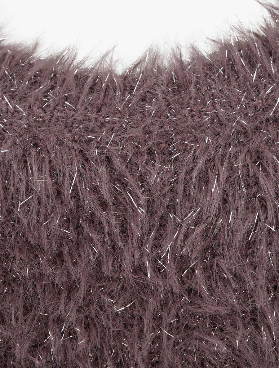 Pull uni duveteux à détail irisé - Marron - 3