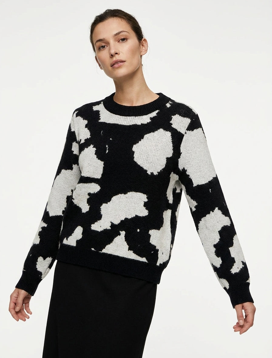 Jersey de punto estampado de vaca - Gris