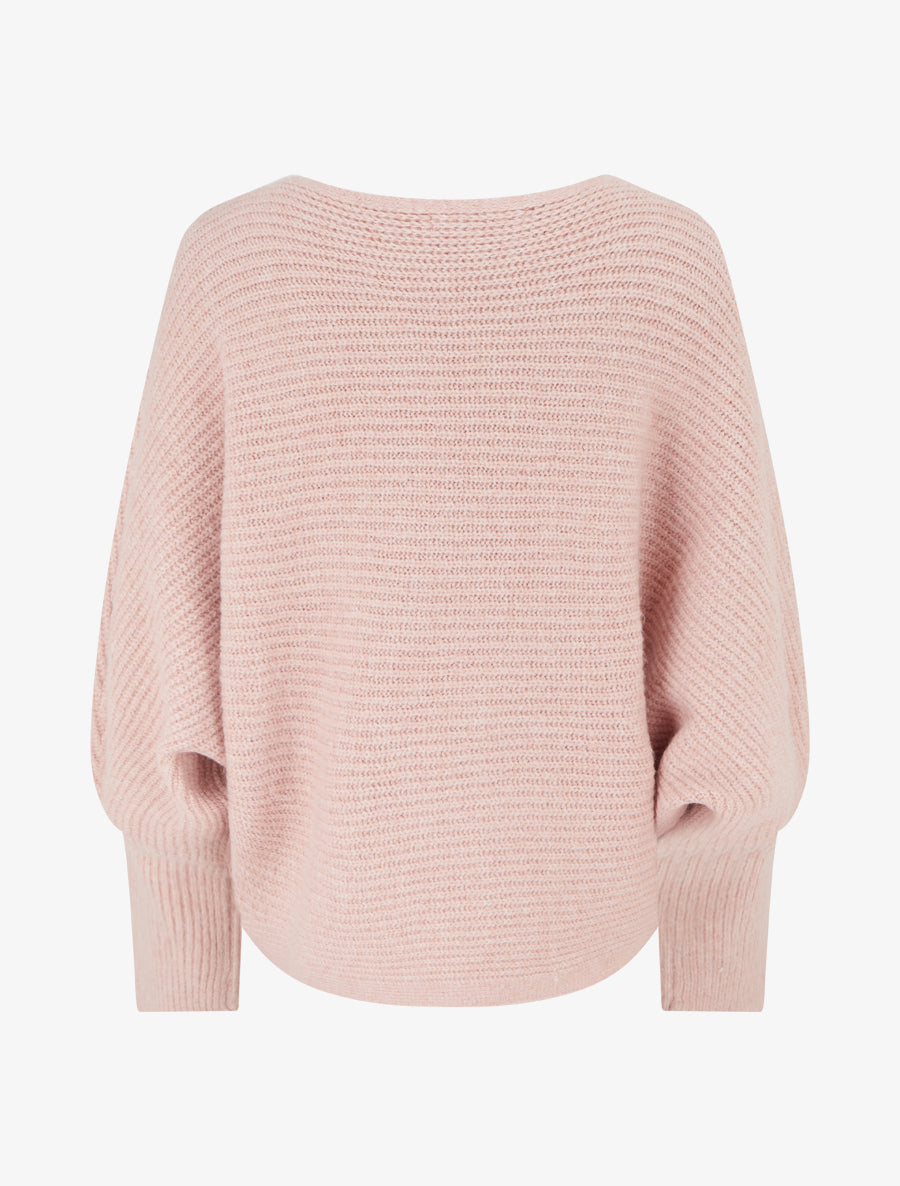 Pull en maille à manches longues chauves-souris - Rose - 2