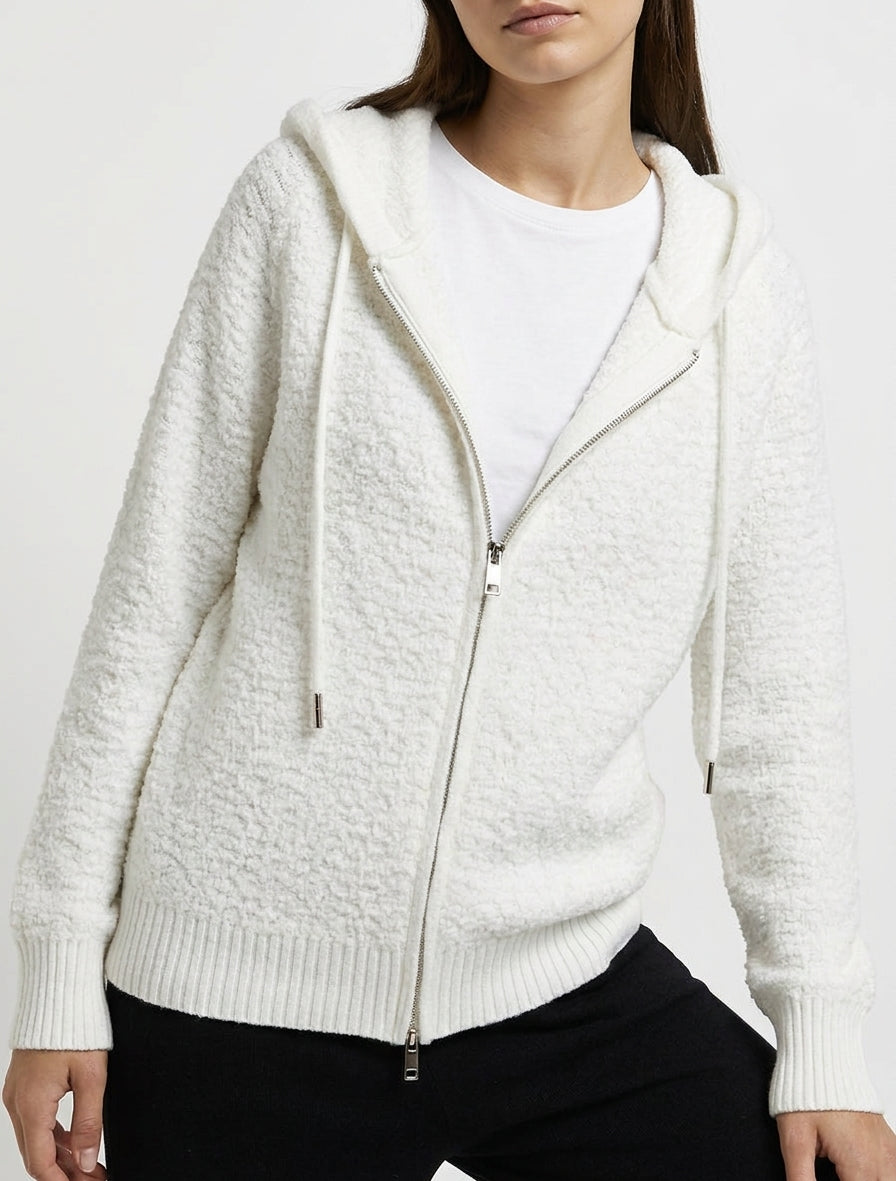 Sudadera con capucha de punto rizado - Blanco