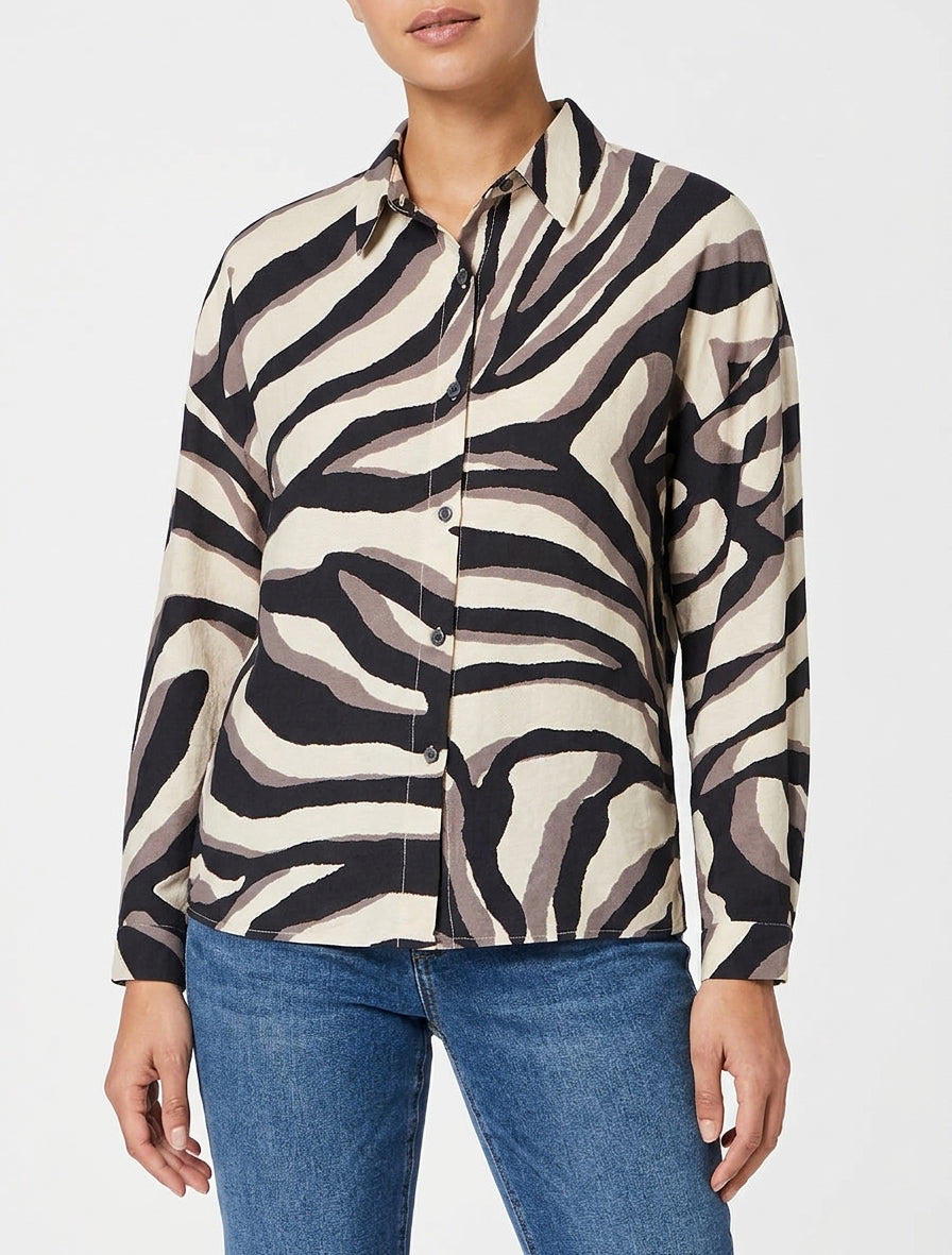 Camisa fluida estampado de tigre - Topo