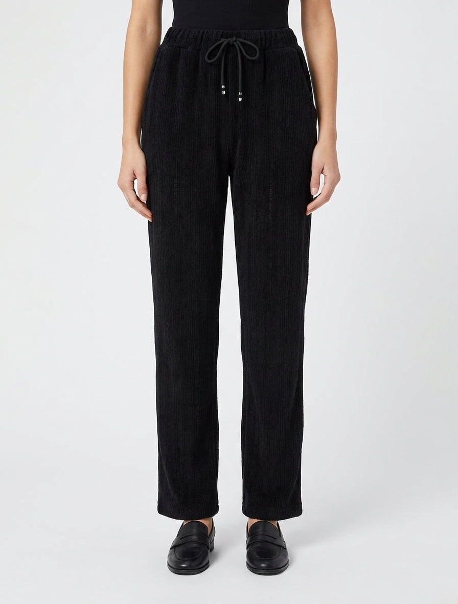 Pantalón recto de terciopelo estilo punto - Negro