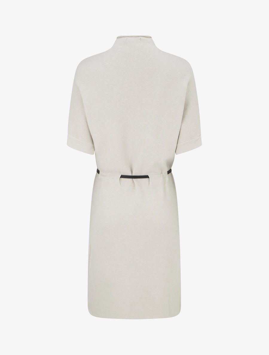Robe pull droite et ceinturée - Beige - 2