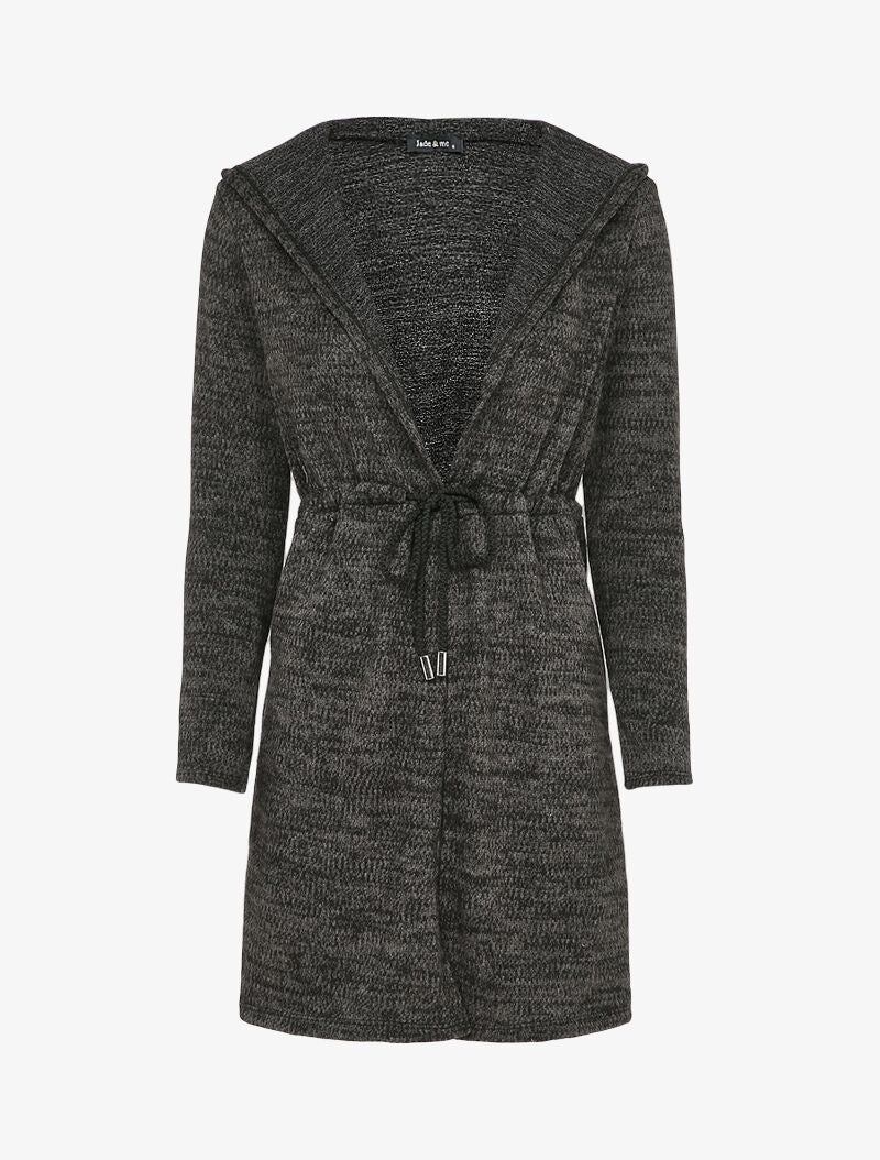 Gilet à capuche à liens à nouer - Noir - 4