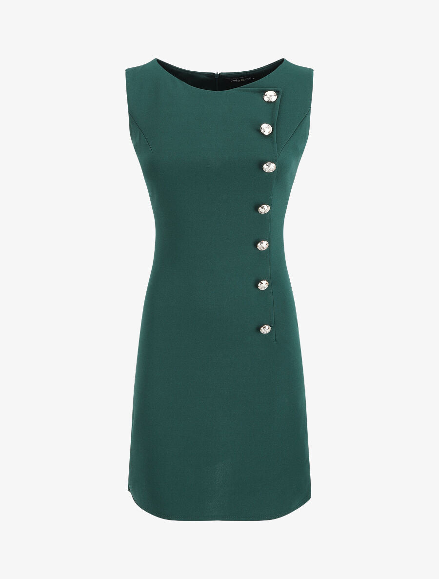 Robe stretch à boutons stylisés - Vert - 1