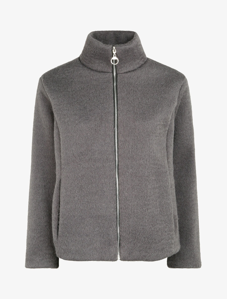Veste zippée à col montant - Gris - 1