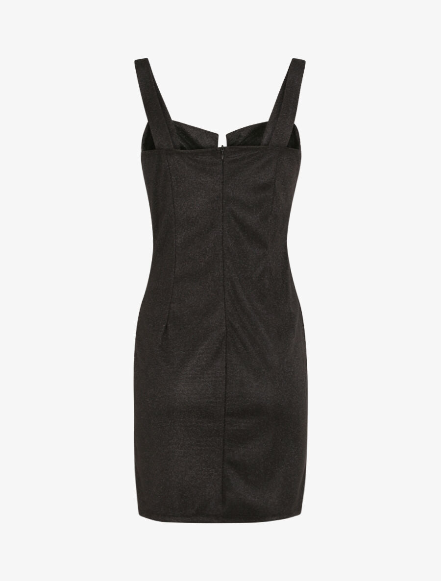 Robe fourreau pailletée à col bustier - Noir - 2