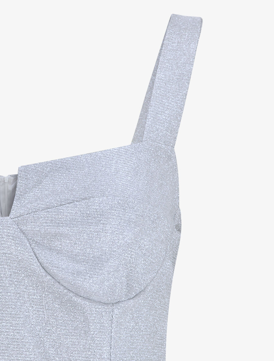Robe fourreau pailletée à col bustier - Gris clair - 3