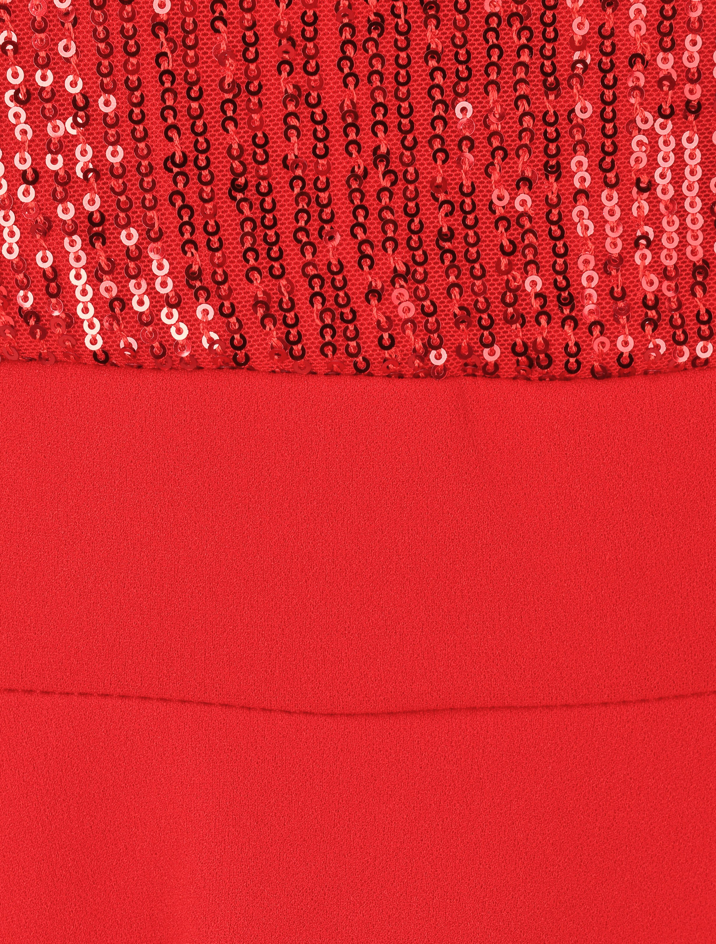 Robe patineuse à buste en sequins - Rouge - 4