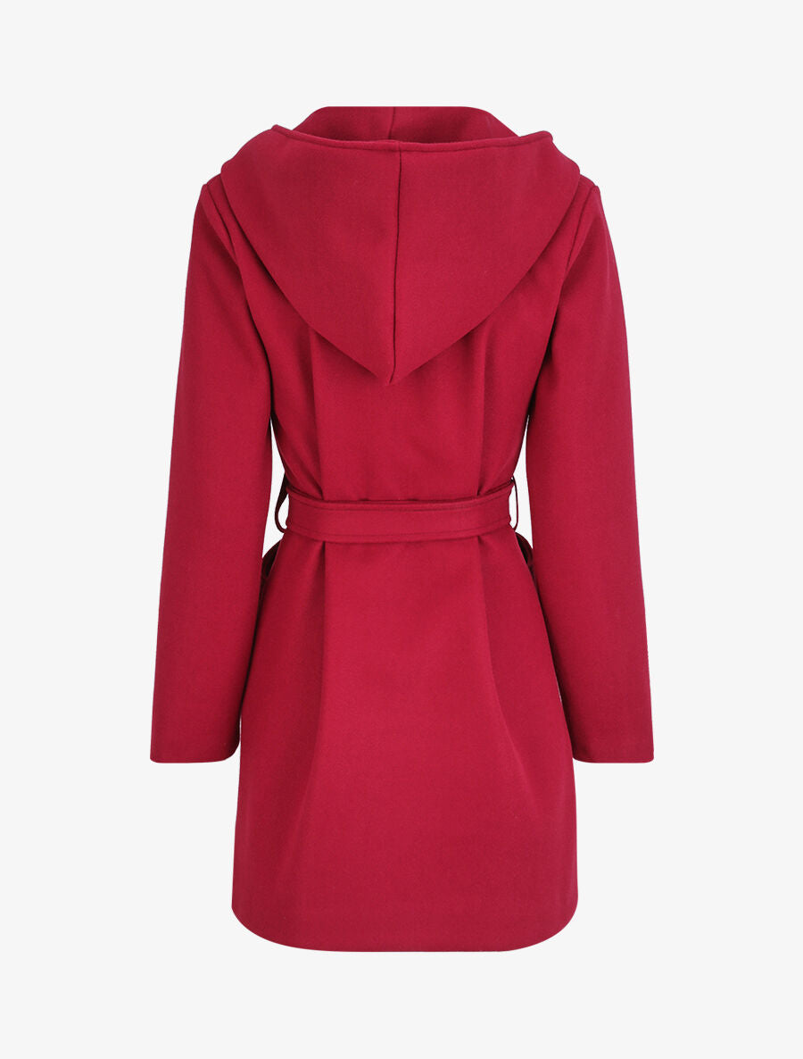 Manteau mi-long à capuche - Bordeaux - 2