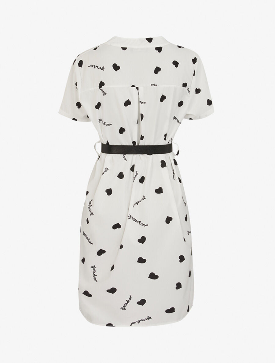 Robe trapèze à imprimés coeurs - Noir/blanc - 2
