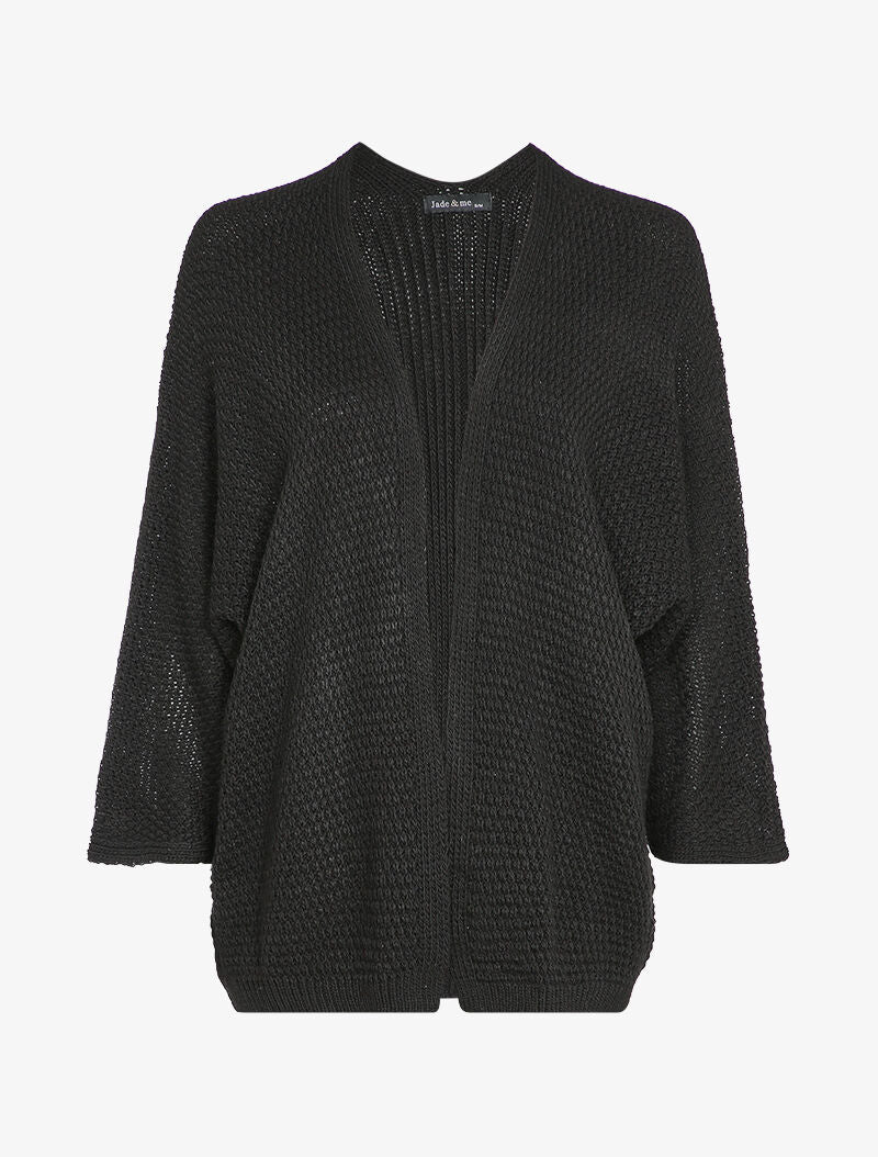 Gilet oversize à manches dolmans et détail en V au dos - Noir - 1