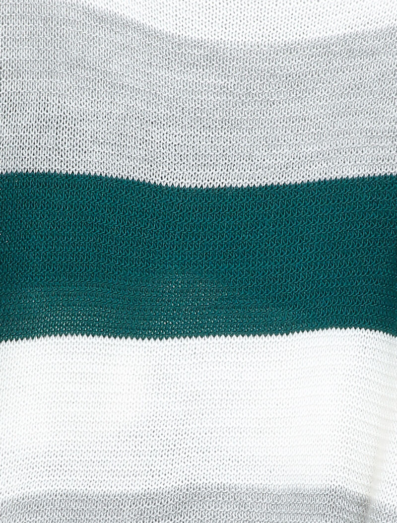 Pull loose à imprimé rayé et manches dolman - Bleu canard - 3