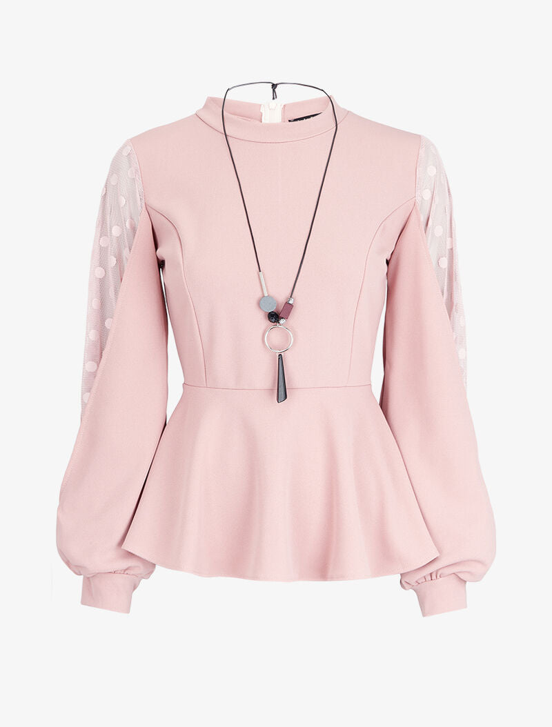 Top bi matière volanté - Rose - 4