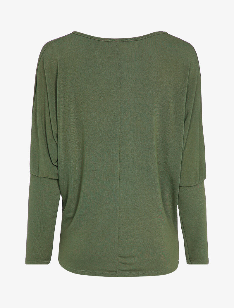 Top manches dolman à motifs plumes - Kaki - 2