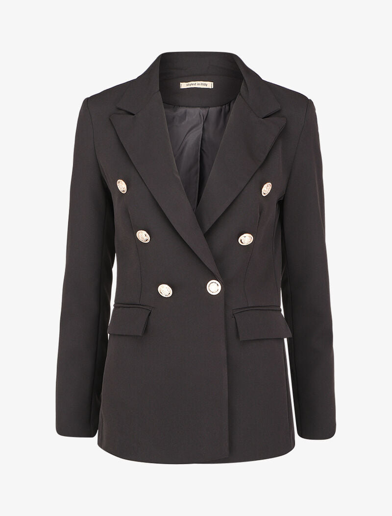 Blazer oversize croisé style officier - Noir - 1