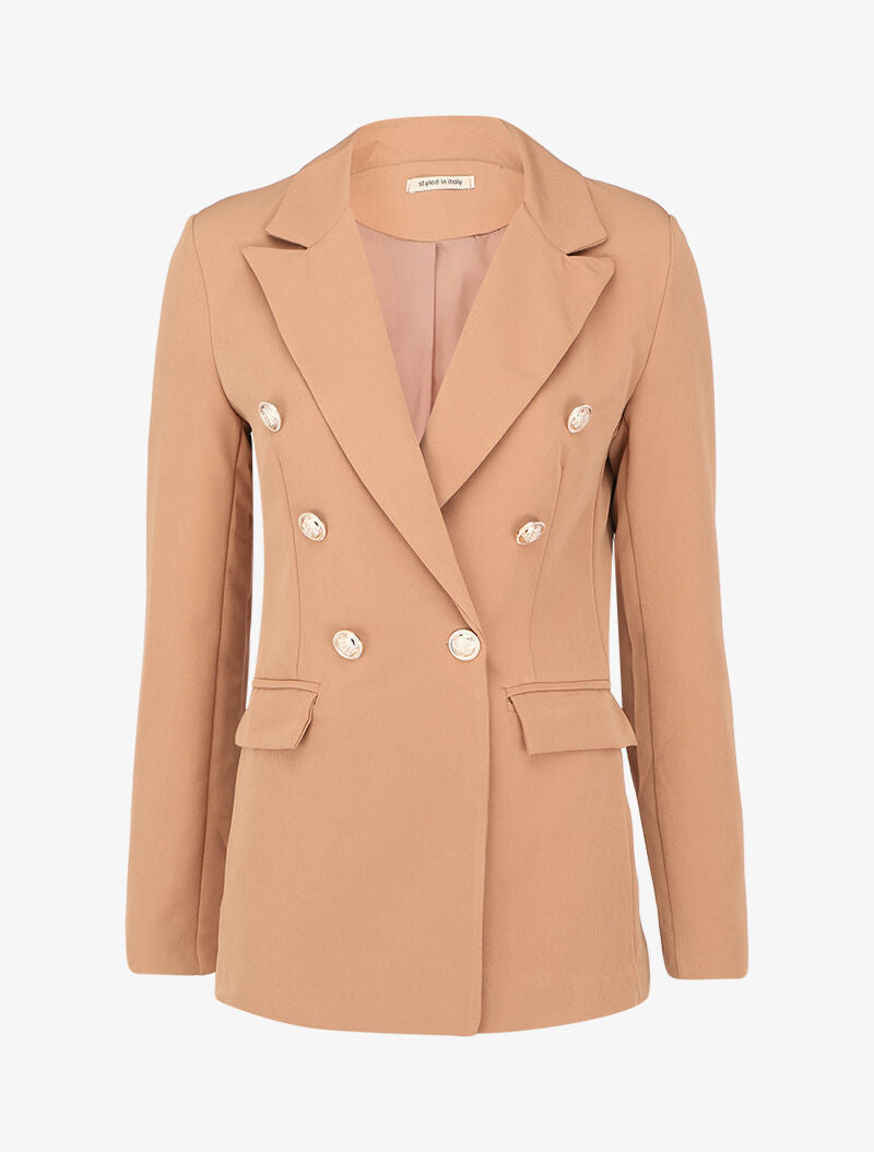 Blazer oversize croisé style officier - Camel - 4