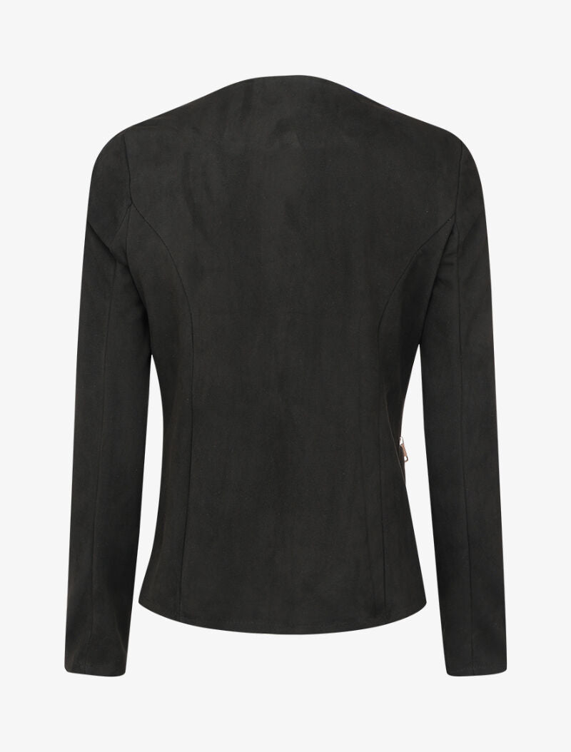 Veste ouverte en suédine à poches zippées en trompe l&