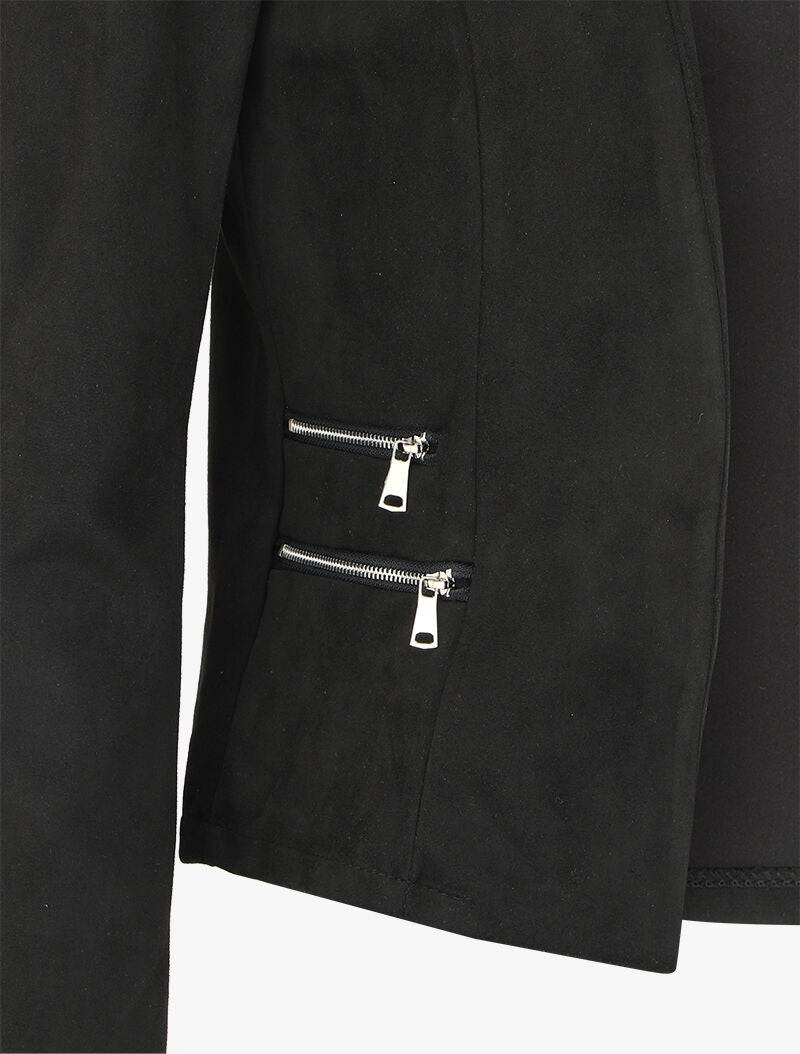 Veste ouverte en suédine à poches zippées en trompe l&