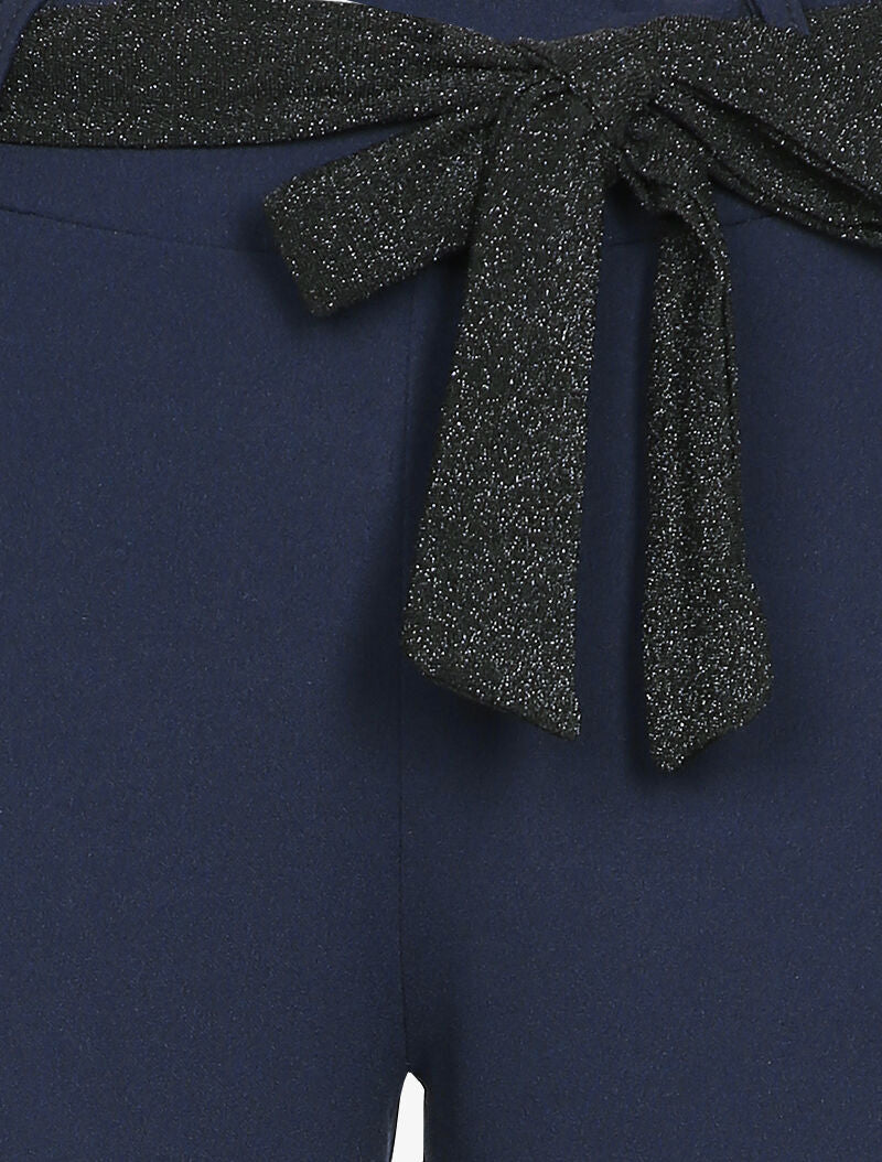 Pantalon 7/8 taille haute coupe carotte - Bleu marine - 3