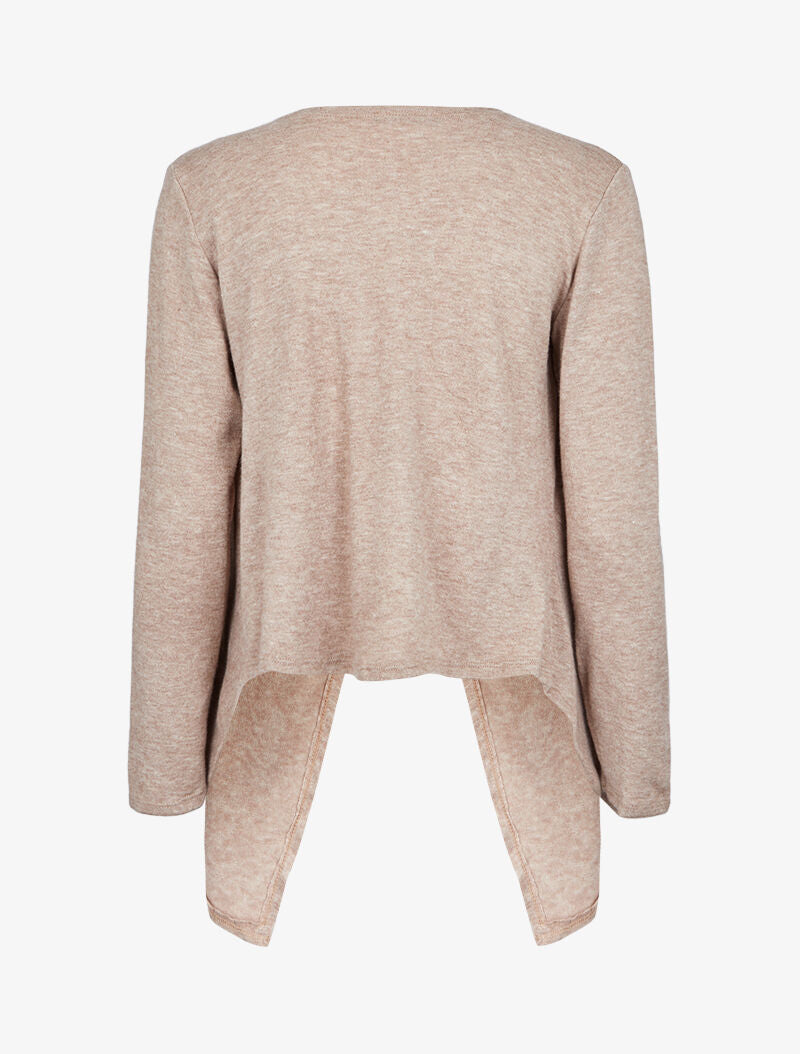 Gilet ouvert à col châle - Beige - 3