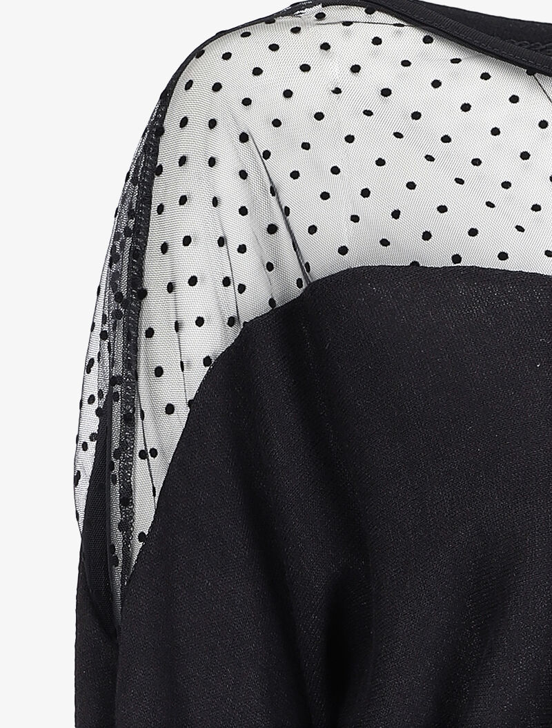 Pull fin à empiècement dentelle stretch - Noir - 3
