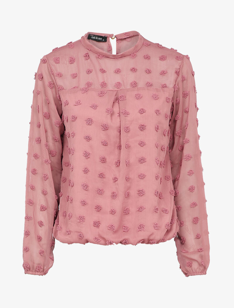 Top uni orné de plumetis - Rose - 4
