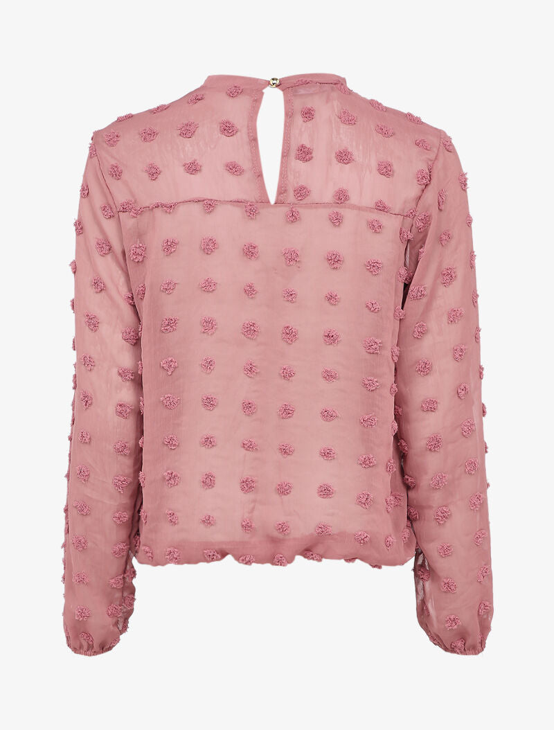 Top uni orné de plumetis - Rose - 2