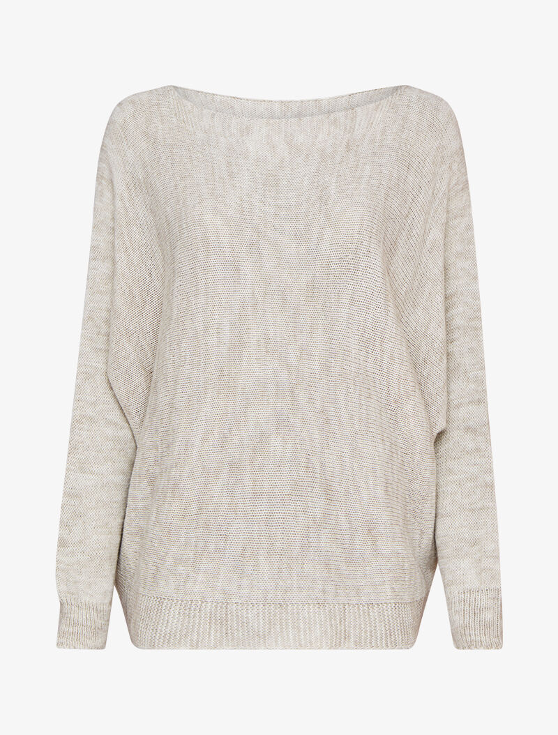 Pull oversize à manches dolman et col bateau - Écru - 1
