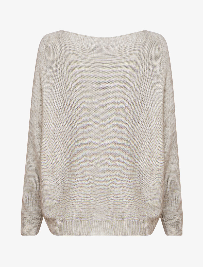 Pull oversize à manches dolman et col bateau - Écru - 2