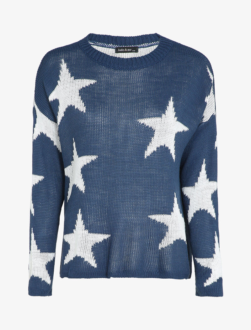 Pull imprimé étoiles - Bleu - 1