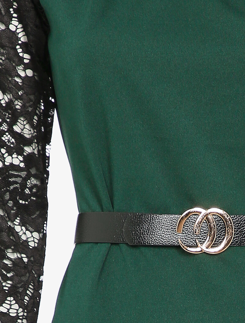Robe à manches raglan en dentelle - Vert sapin - 3