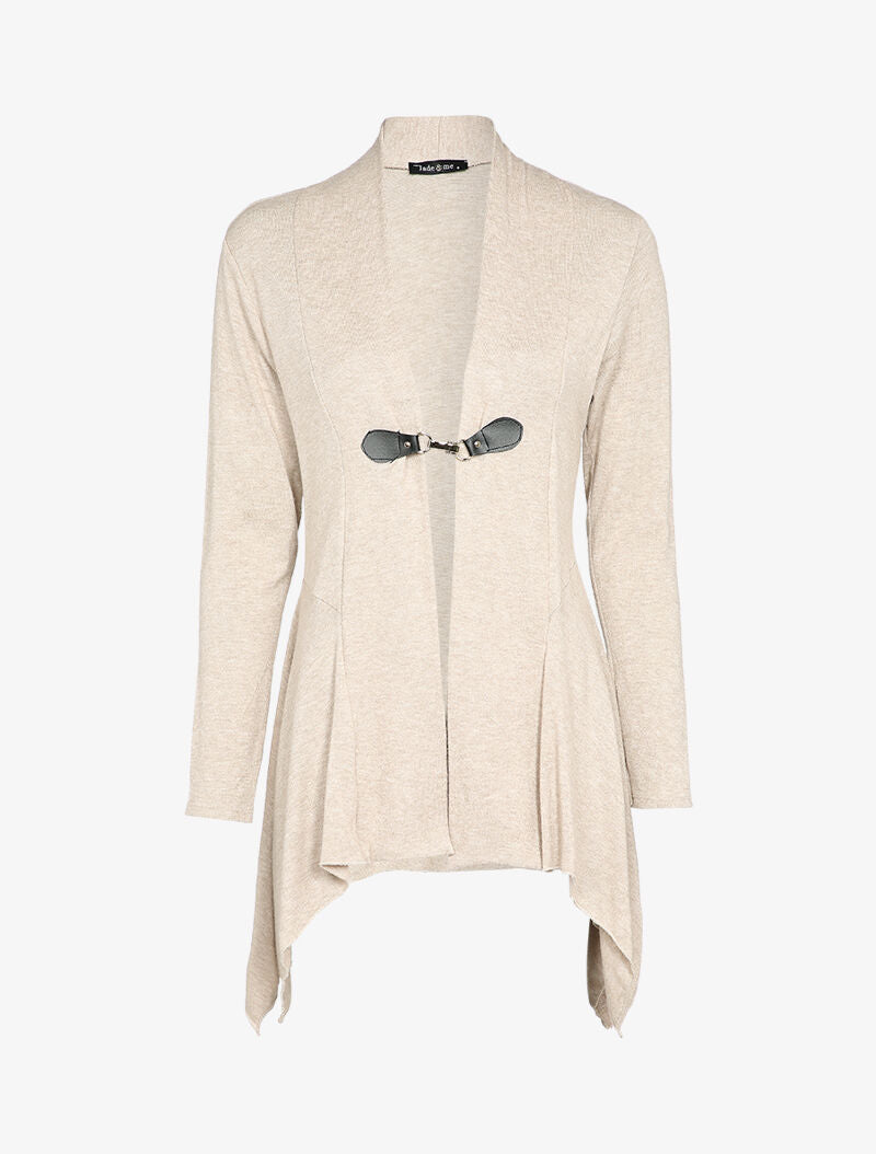 Gilet péplum asymétrique à fermeture crochetée - Beige - 1