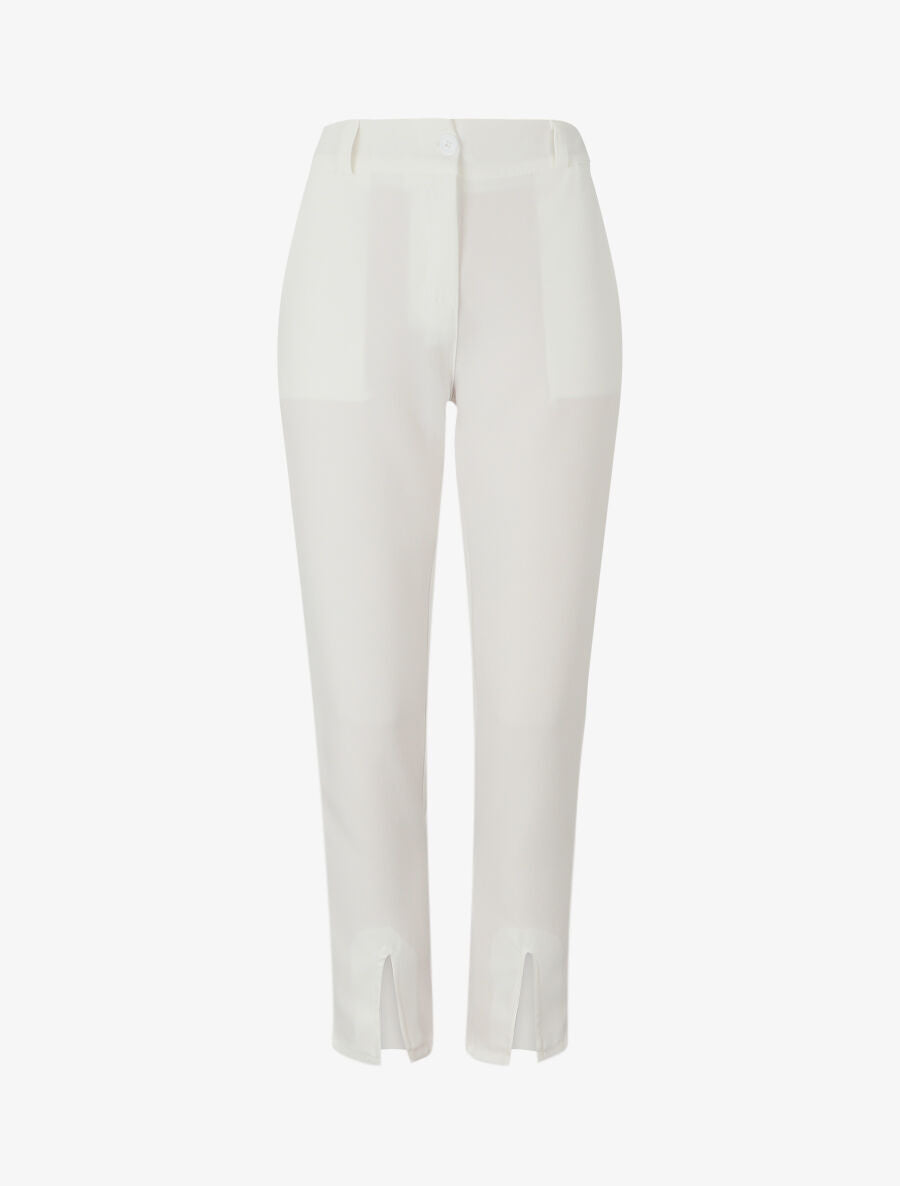 Pantalon slim à bords fendus - Blanc - 1